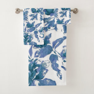 Blue Rose Vintage Floral Bath Towel Set