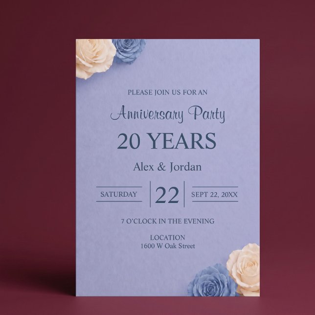 Blue Rose Wedding Anniversary Invitation (Creator Uploaded)