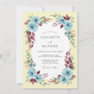 Blue Rose Wedding Invitation