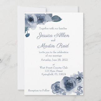 Blue Rose Wedding Invitation
