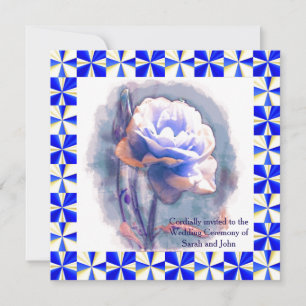 Blue Rose Wedding Invitation Card