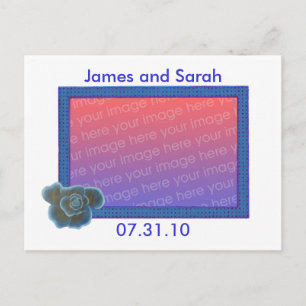Blue Rose Wedding Photo Invitation Postcards