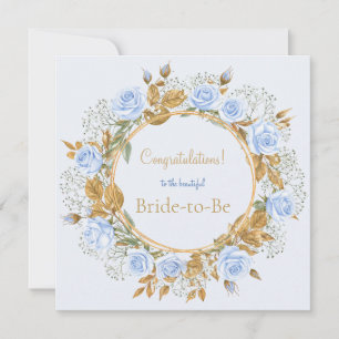 Blue Rose Wreath Bride to Be Congratulations Card