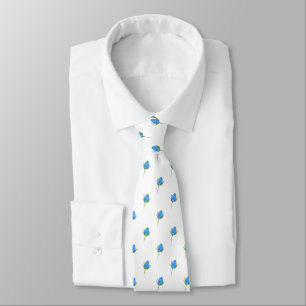 Blue Rosebud Pattern Tie