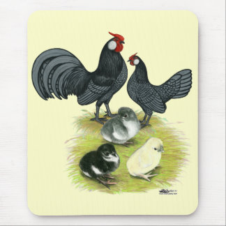 Blue Rosecomb Family Mouse Pad