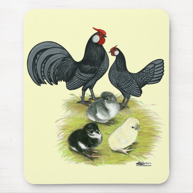 Blue Rosecomb Family Mouse Pad (Front)