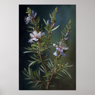 Blue Rosemary Flowers Art Print Poster
