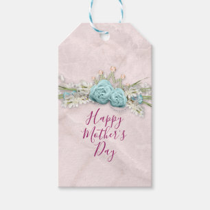 Blue Roses and Crown Floral Bouquet Mother's Day Gift Tags
