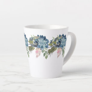 Blue Roses and Iris Contemporary Latte Mug