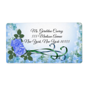 Blue roses and ribbons address labels