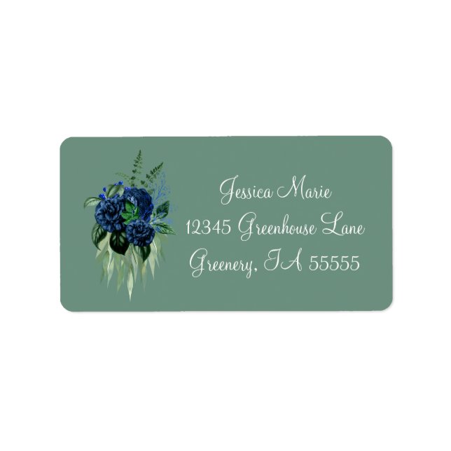 Blue Roses Botanical Return Address Label (Front)