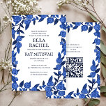 Blue Roses Custom Bat Bar Mitzvah QR Code Girl Invitation<br><div class="desc">Perfect card to announce a bat mitzvah, bar mitzvah or other Jewish celebration! Hand made art for you! FULLY CUSTOMIZABLE! Click on “Personalise” above to edit the text and add your link to the QR code. Click "edit using design tool" to adjust the fonts, colours and placements and to delete...</div>