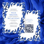 Blue Roses Custom Bat Bar Mitzvah QR Code Girl Invitation<br><div class="desc">Perfect card to announce a bat mitzvah, bar mitzvah or other Jewish celebration! Hand made art for you! FULLY CUSTOMIZABLE! Click on “Personalise” above to edit the text and add your link to the QR code. Click "edit using design tool" to adjust the fonts, colours and placements and to delete...</div>