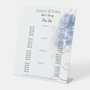 Blue roses cute girl hair beauty price list  pedestal sign