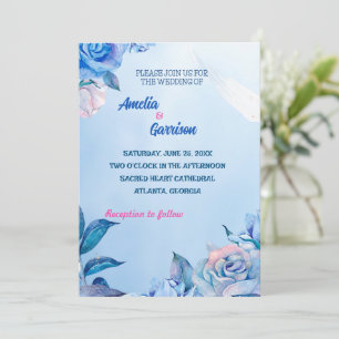 Blue roses drawing Wedding Card
