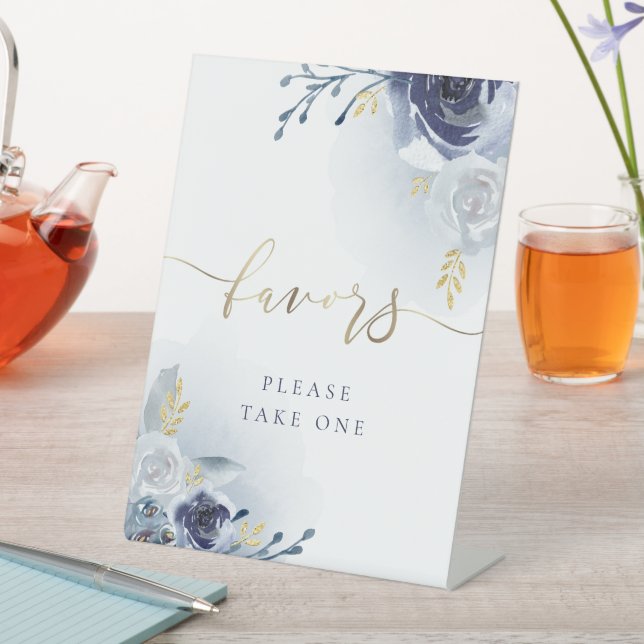 blue roses favours pedestal sign (In SItu)