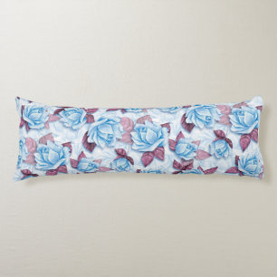 Blue roses. Floral pattern Body Cushion