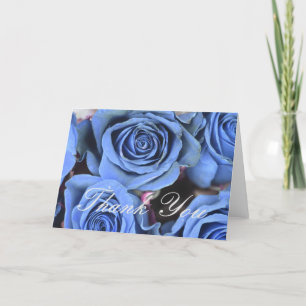 Blue Roses Floral Thank You Card