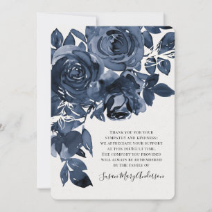 Blue Roses Funeral Memorial Thank You Card