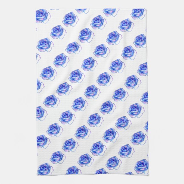 blue roses kitchen towel (Vertical)