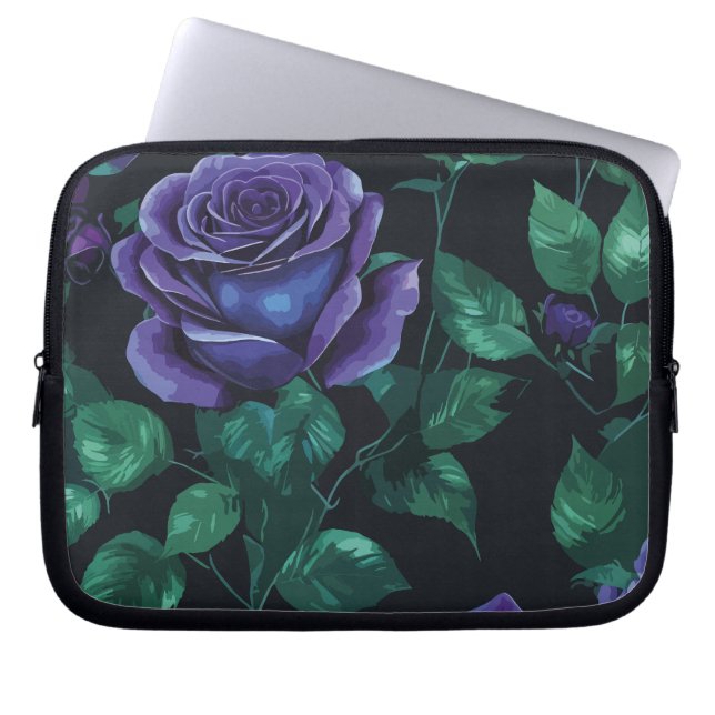 Blue roses laptop sleeve (Front)