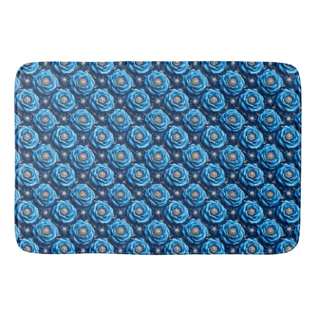 Blue roses Luxury Floral Night Design🌹 Bath Mat (Front)