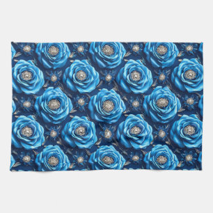 Blue roses Luxury Floral Night Design🌹 Tea Towel