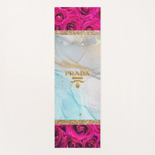 Blue Roses Marble Glitter Yoga Mat