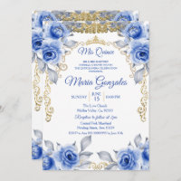 Blue Roses Mexican Mis Quince Princess Quinceanera