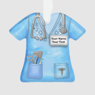 Blue Roses Nurse medical scrubs ornament
