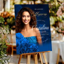 Blue Roses Obituary Funeral Memorial Service Sign