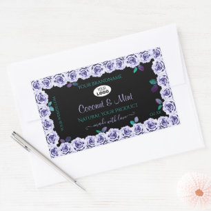 Blue Roses on Black Product Packaging Labels Logo