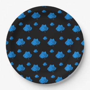 Blue Roses Paper Plate