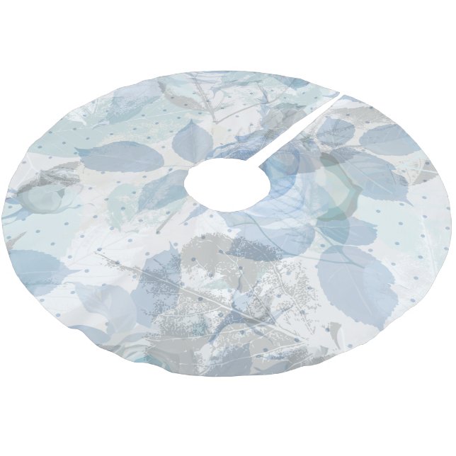 Blue Roses pattern luxury Brushed Polyester Tree Skirt (Angled)
