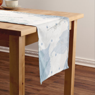 Blue Roses pattern luxury Short Table Runner