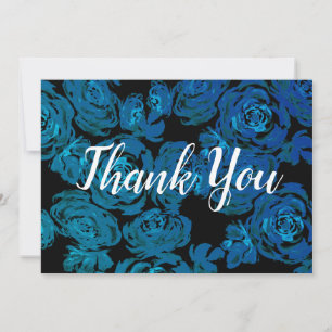 Blue Roses Pattern Thank You Card