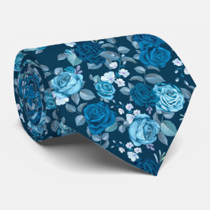 Blue Roses Pattern Tie
