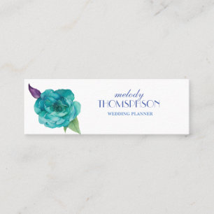 Blue Roses Purple Watercolor Blooms Mini Business Card