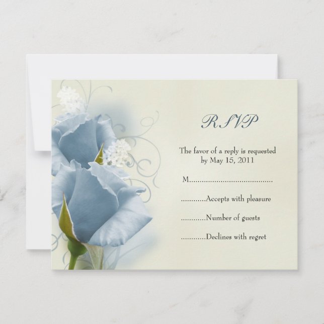 Blue Roses RSVP Card (Front)