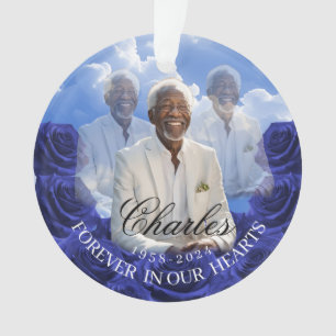 Blue Roses SKy Christmas Memorial Tree Ornament