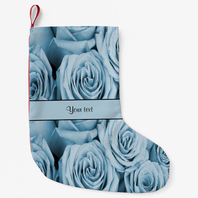 Blue Roses Small Christmas Stocking (Front)