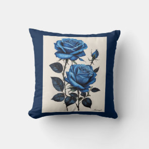 Blue Roses watercolor Cushion