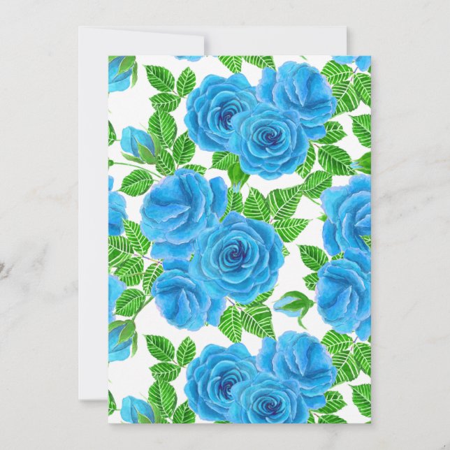 Blue roses watercolor seamless pattern (Front)
