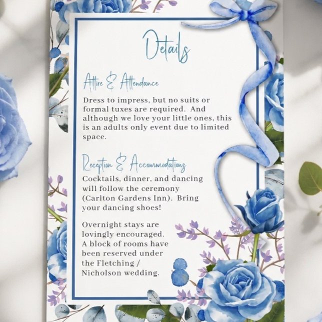Blue Roses Wedding Details Enclosure Card (Creator Uploaded)