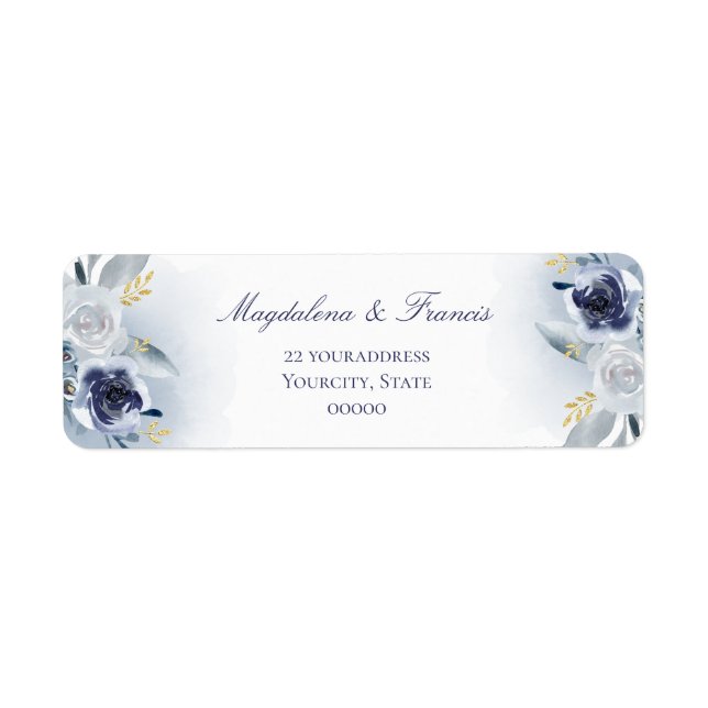 blue roses wedding label (Front)