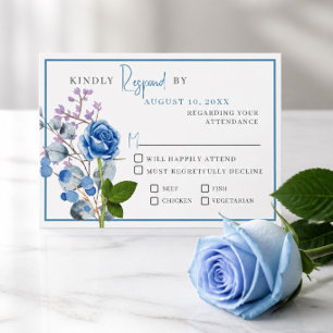 Blue Roses Wedding Response Card