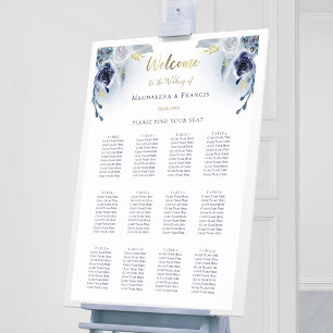 blue roses wedding seating chart