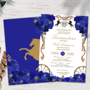 Blue Roses Western Charra Quinceañera Invitation