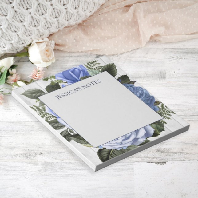 Blue Roses White Rustic Wood Name Note (Creator Uploaded)