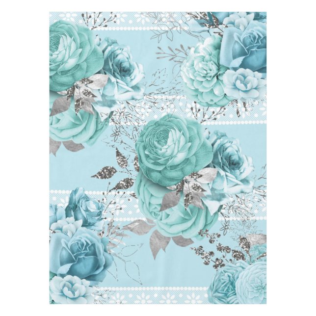 Blue Roses with Lace Tablecloth (Front)